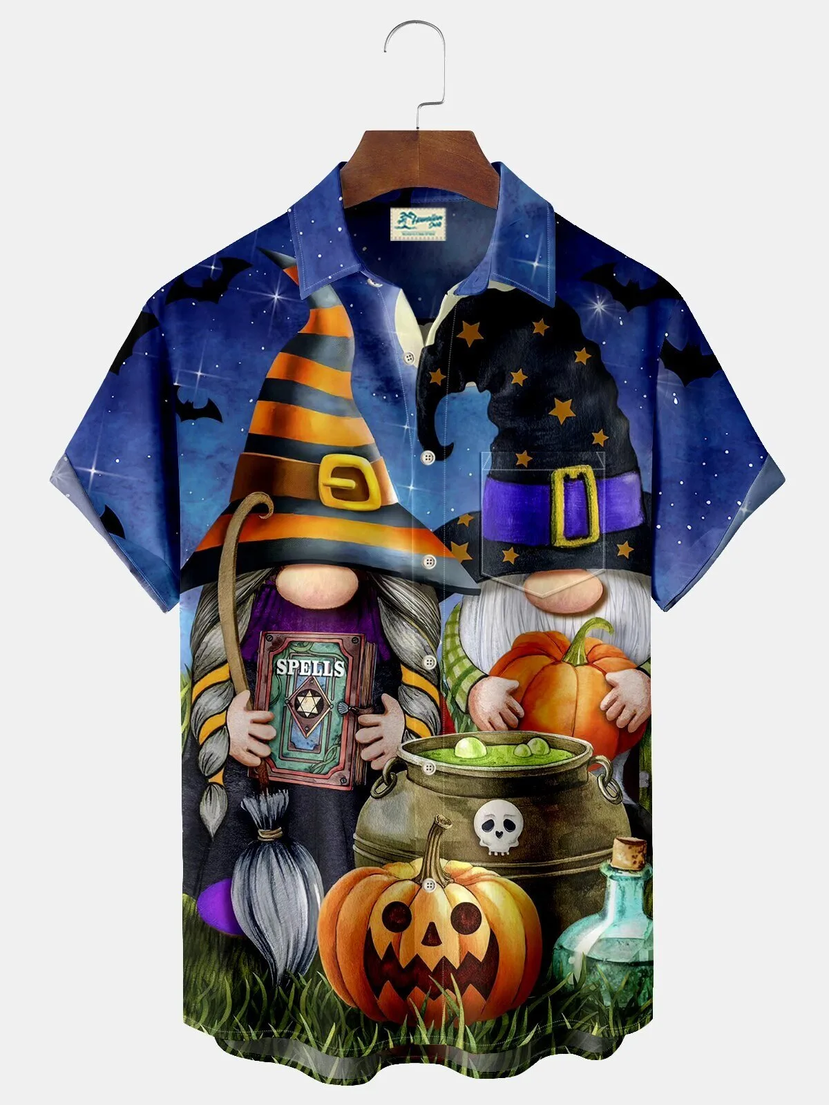 Halloween Gnomes Witch Wizard Pumpkin Cauldron Hawaiian Shirt