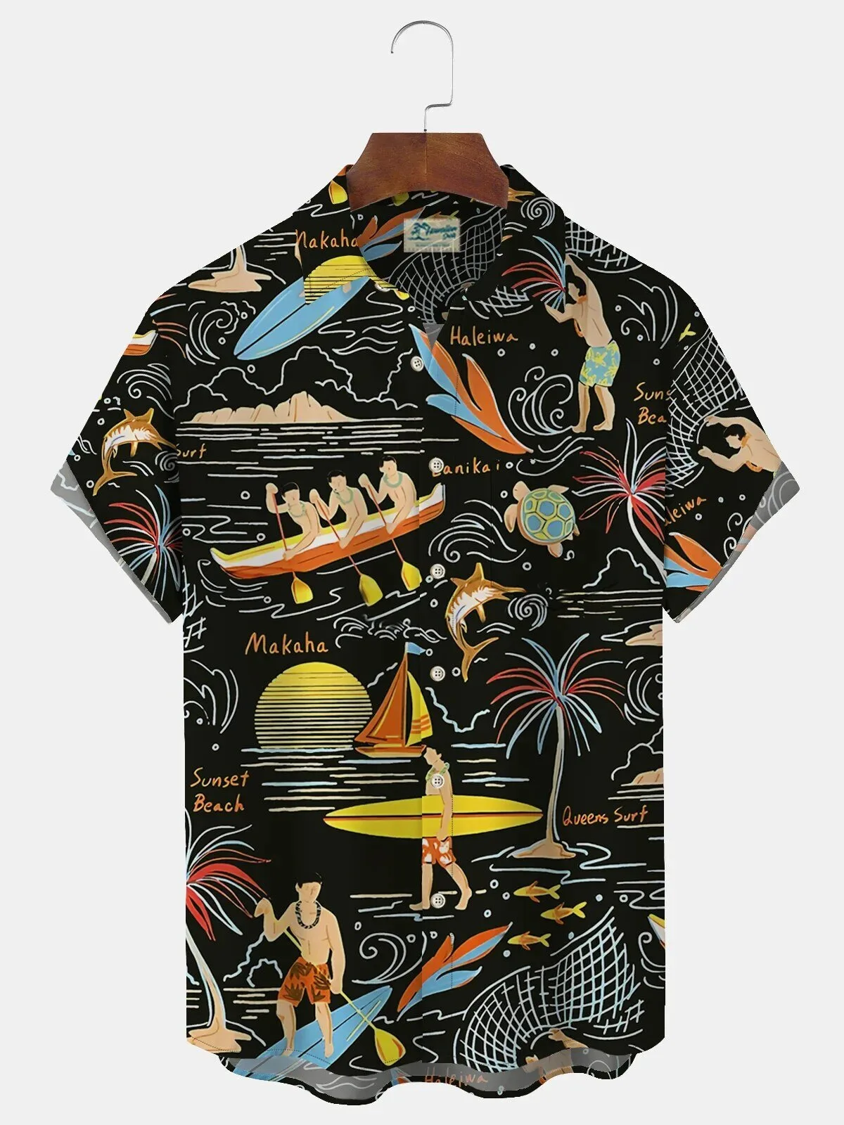 Hawaii Surf Island Vacation Print Men's Button Down Hawaiian Shirt