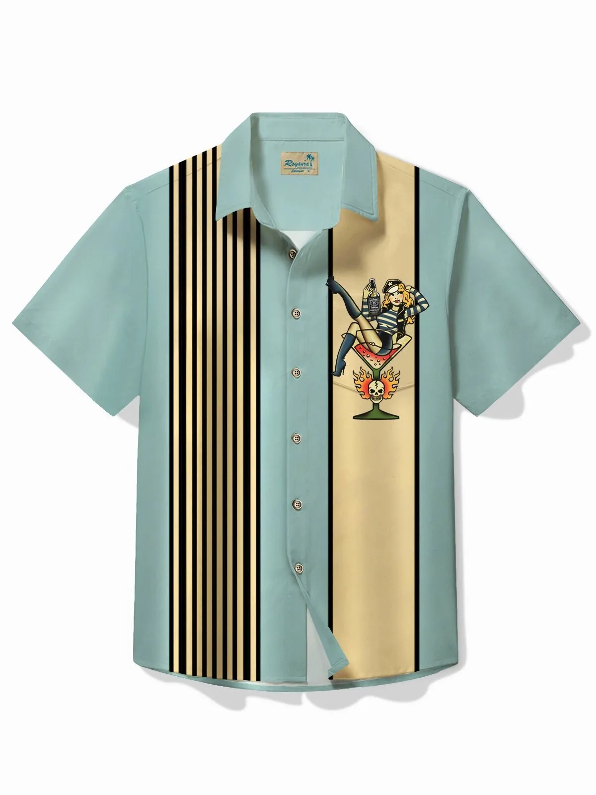 Vintage Pin Up Girl Bowling Alley Rockabilly Retro Style Hawaiian Shirt