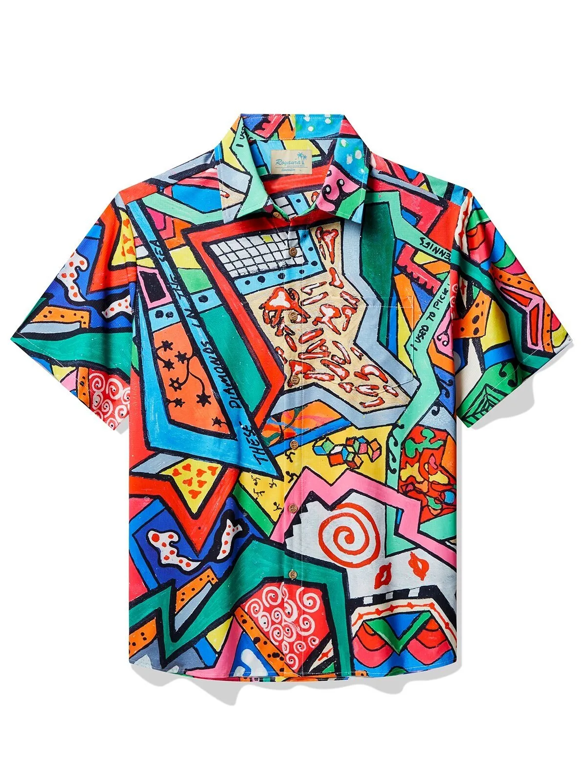 Abstract Graffiti Art Colorful Geometric Pattern Short Sleeve Hawaiian Shirt