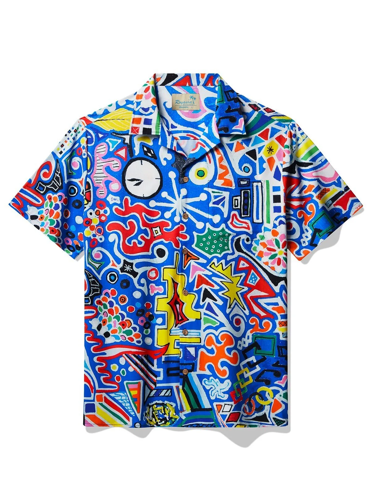 Abstract Graffiti Art Colorful Patterned Vintage Hawaiian Shirt for Men