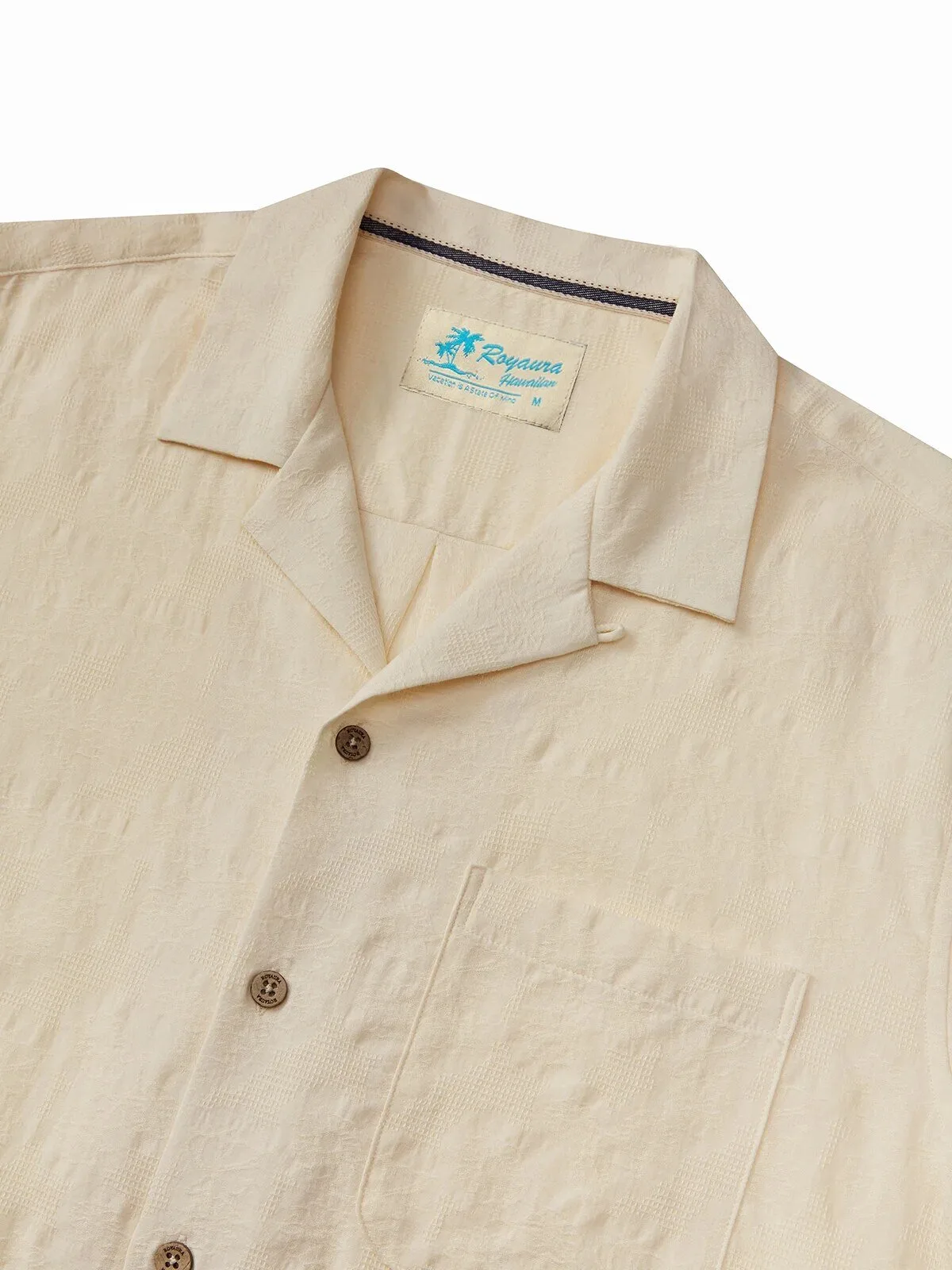 Royaura Hawaiian Vacation Cotton Floral Jacquard Camp Shirt
